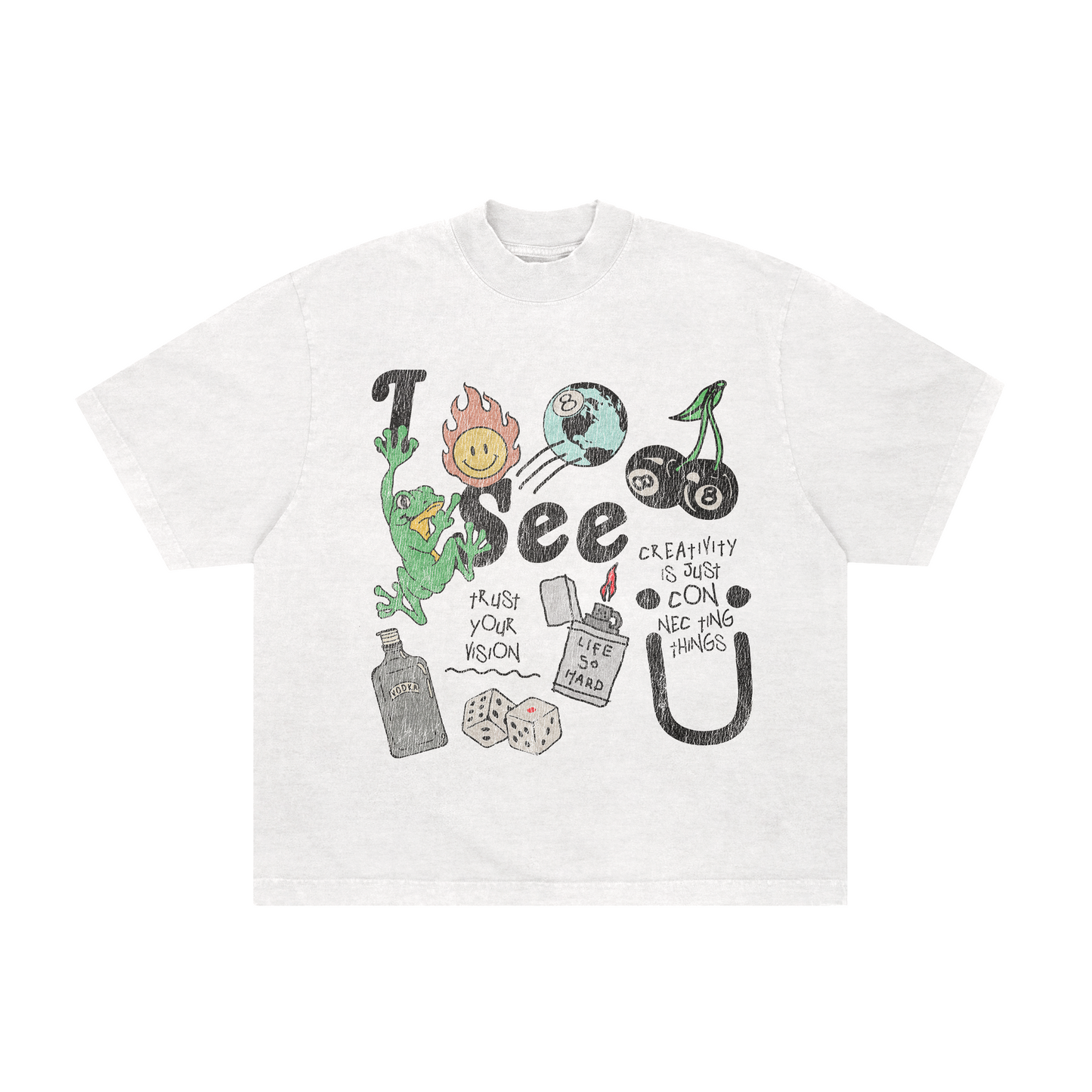 camiseta boxy 'i see u'