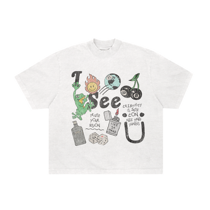 camiseta boxy 'i see u'