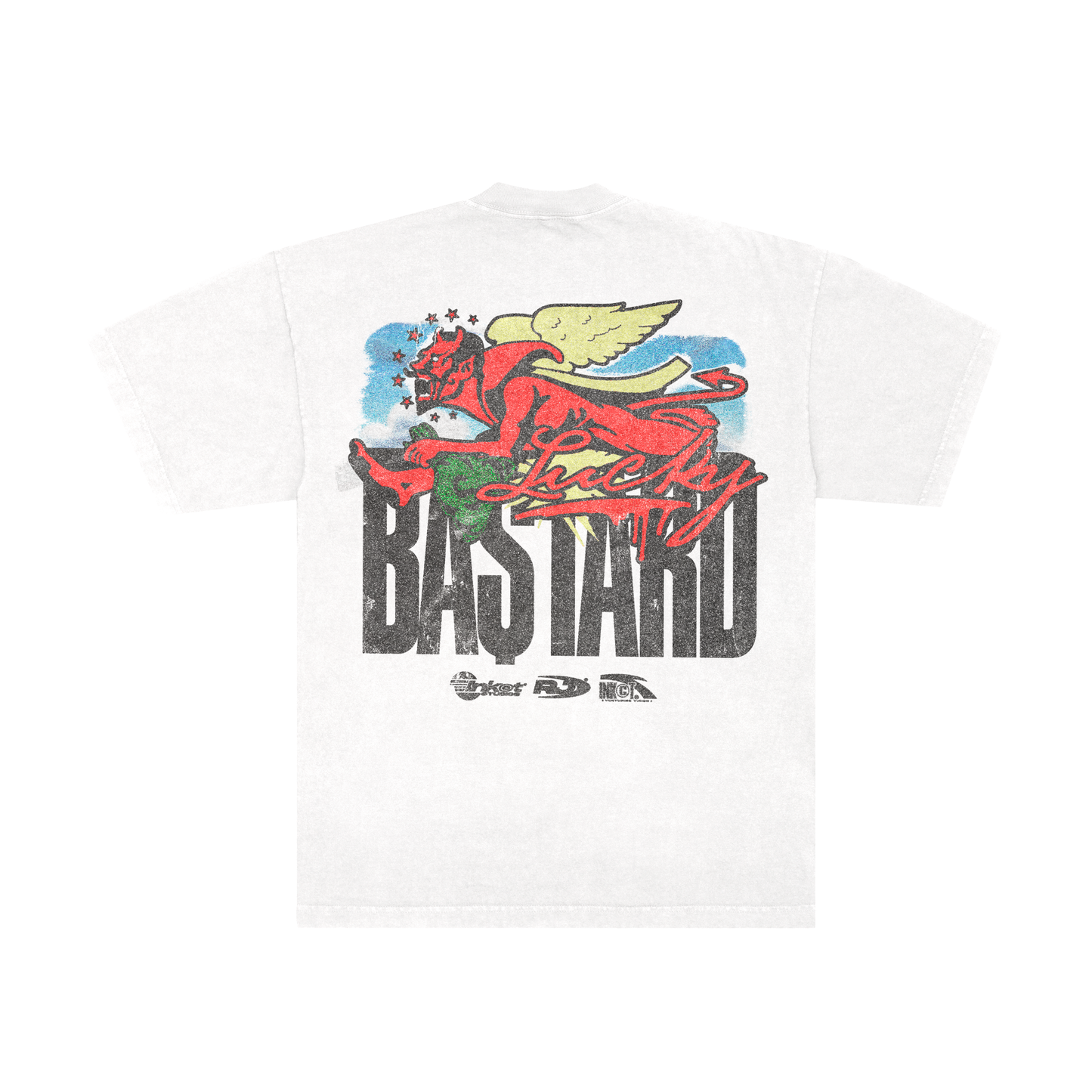 camiseta over 'lucky bastard'