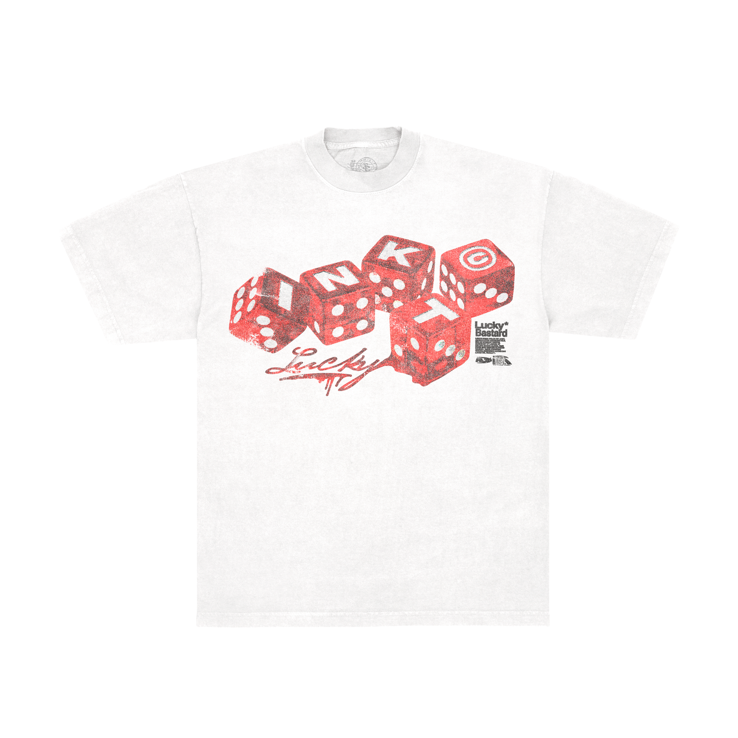 camiseta over 'lucky bastard'