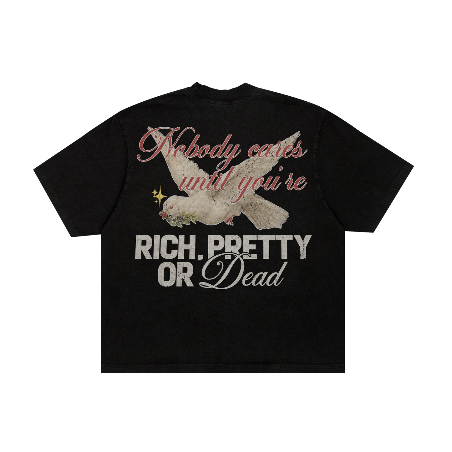 camiseta boxy 'rich, pretty or d***'